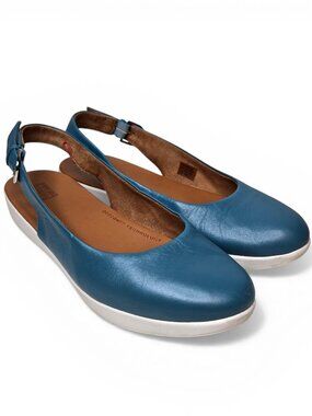 FitFlop Sarita Slingback Sandals Women Marine Blue Closed Toe Buckle Strap 7.5